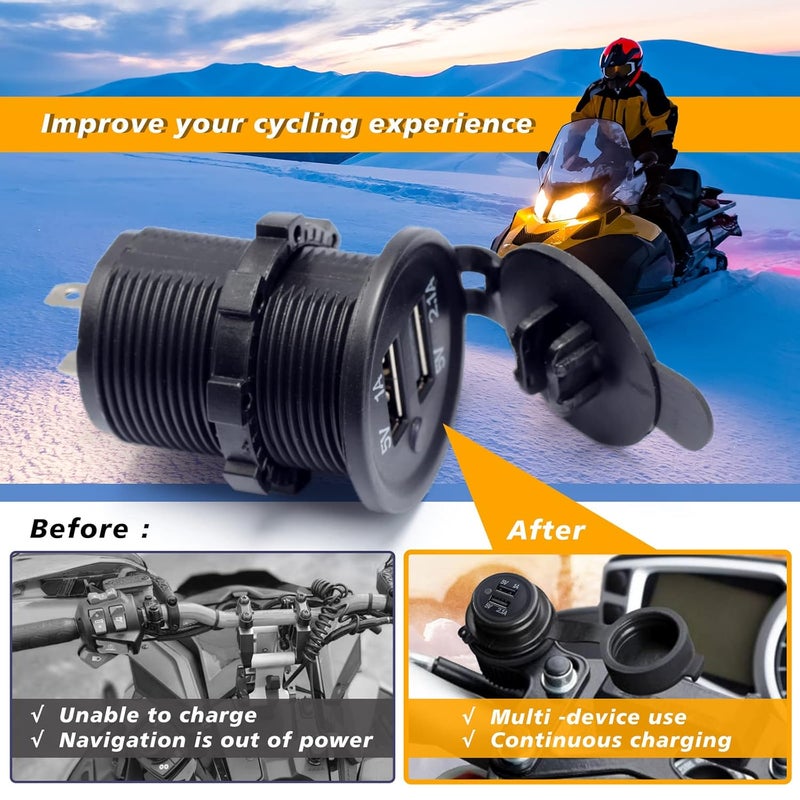 Lisnhlin 860201261 قابس USB مع منفذين متوافق مع Ski-Doo Renegade g4 850 xrs 2017-2022، بديل لمجموعة مخرج الطاقة USB REV Gen4 يوفر طاقة مستقرة لشحن البطاريات أثناء القيادة - Image 5